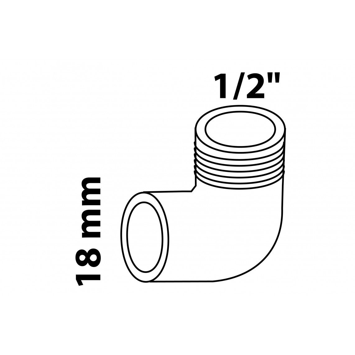 989212055 BR knie 90°, blanco, 18 mm x 1/2"BU, 1 mof (4092g) vue 2