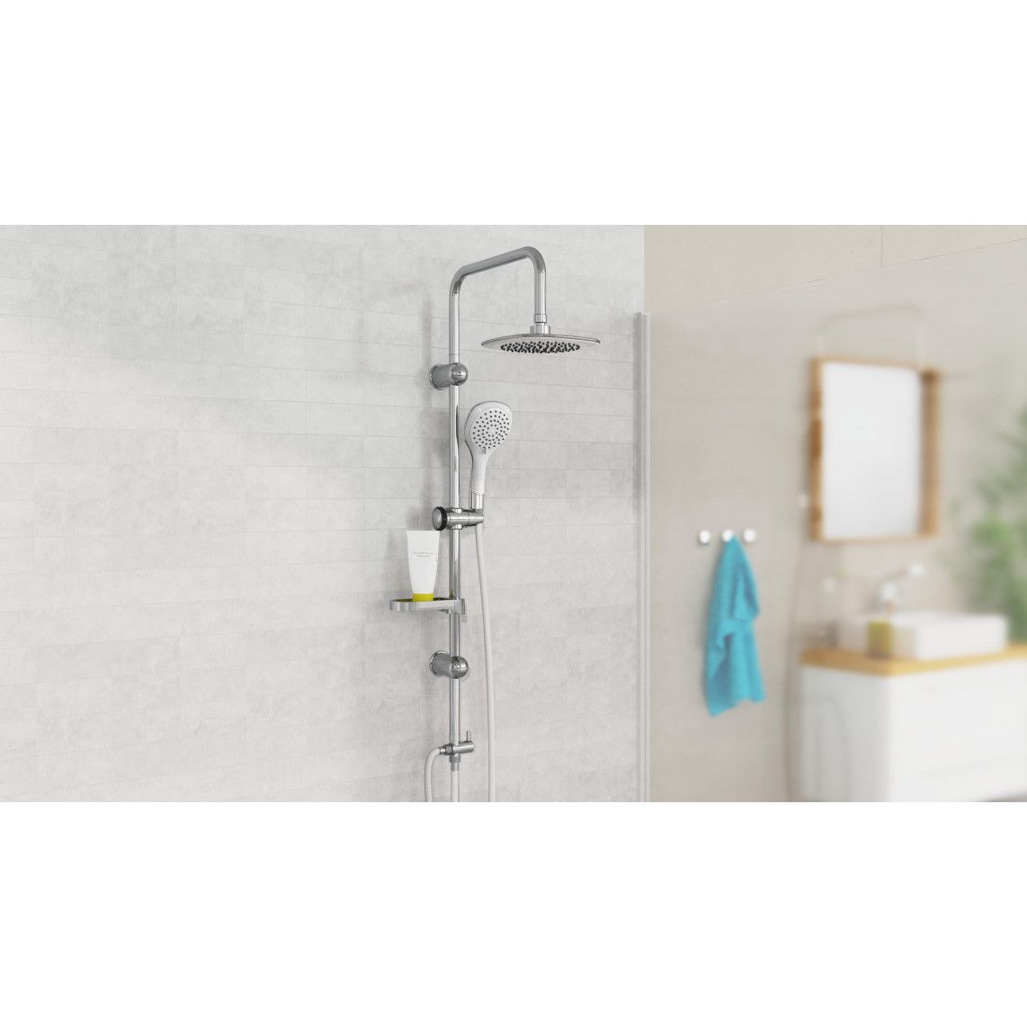 DXLD60087CS DUSCHTRAUM Overhead shower set, chrome/white vue 6