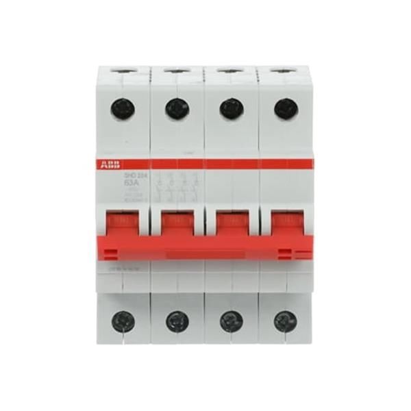 Interrupteur - sectionneur Rouge on - off 4 pôles, 63A 415Vac, Ac - 22A, 10kA, 125Vdc Dc - 21A