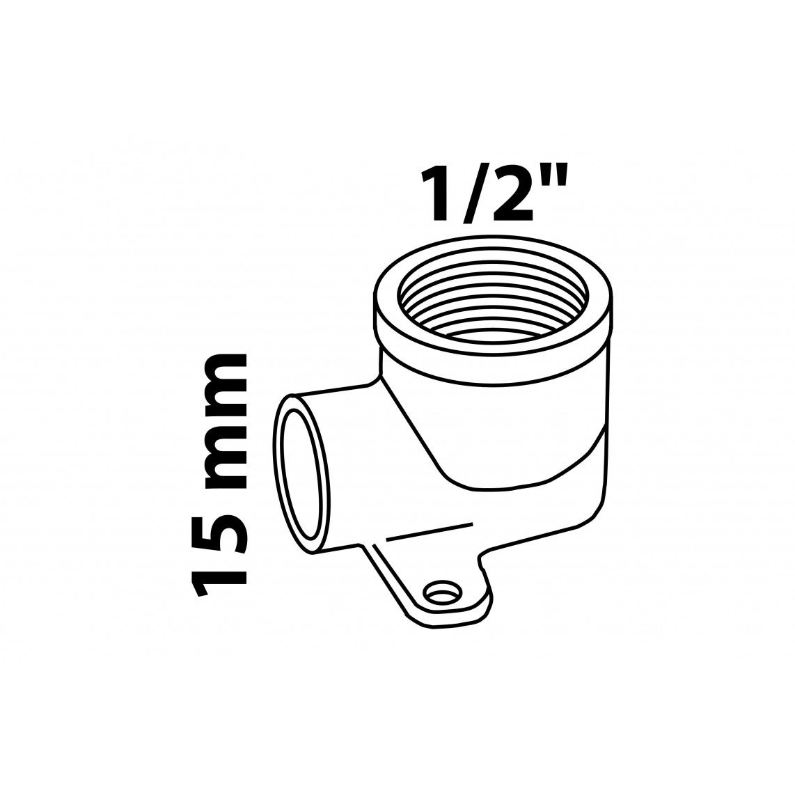 989122055 Elbow wall plate, red brass, 15 mm x 1/2" female, 1 socket vue 2