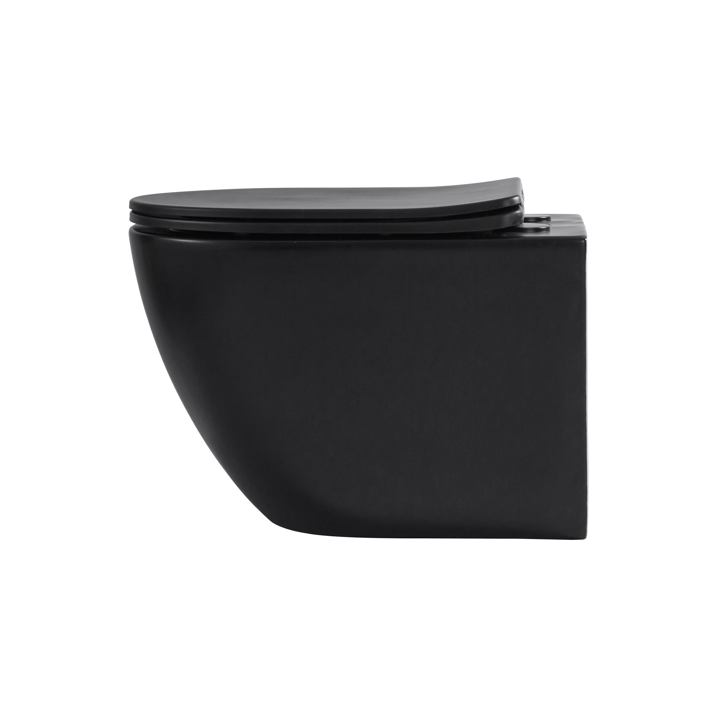 ALONI PRO WC SUSPENDU – TORNADO FLUSH – SANS BRIDE – AVEC ABATTANT – DUROPLAST – SOFT CLOSE – QUICK RELEASE – COMPACT 49 CM - 36X32X49 CM – NOIR MAT vue 4