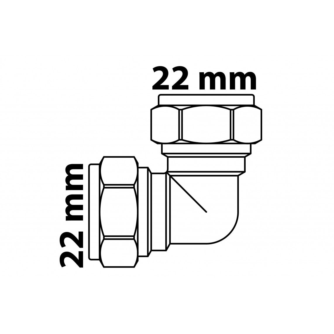 989451417 LT coude 90°, vierge, 22 mm, raccord à serrer pour tube en cuivre vue 5