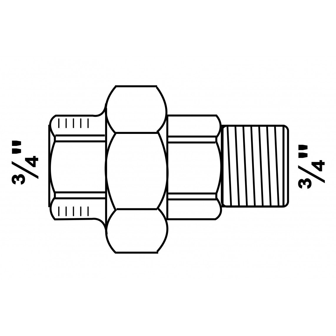 989832155 GI schroefverbinding, gegalvaniseerd, 3/4"BI x 3/4"BU, conische afdichting, (341) vue 2