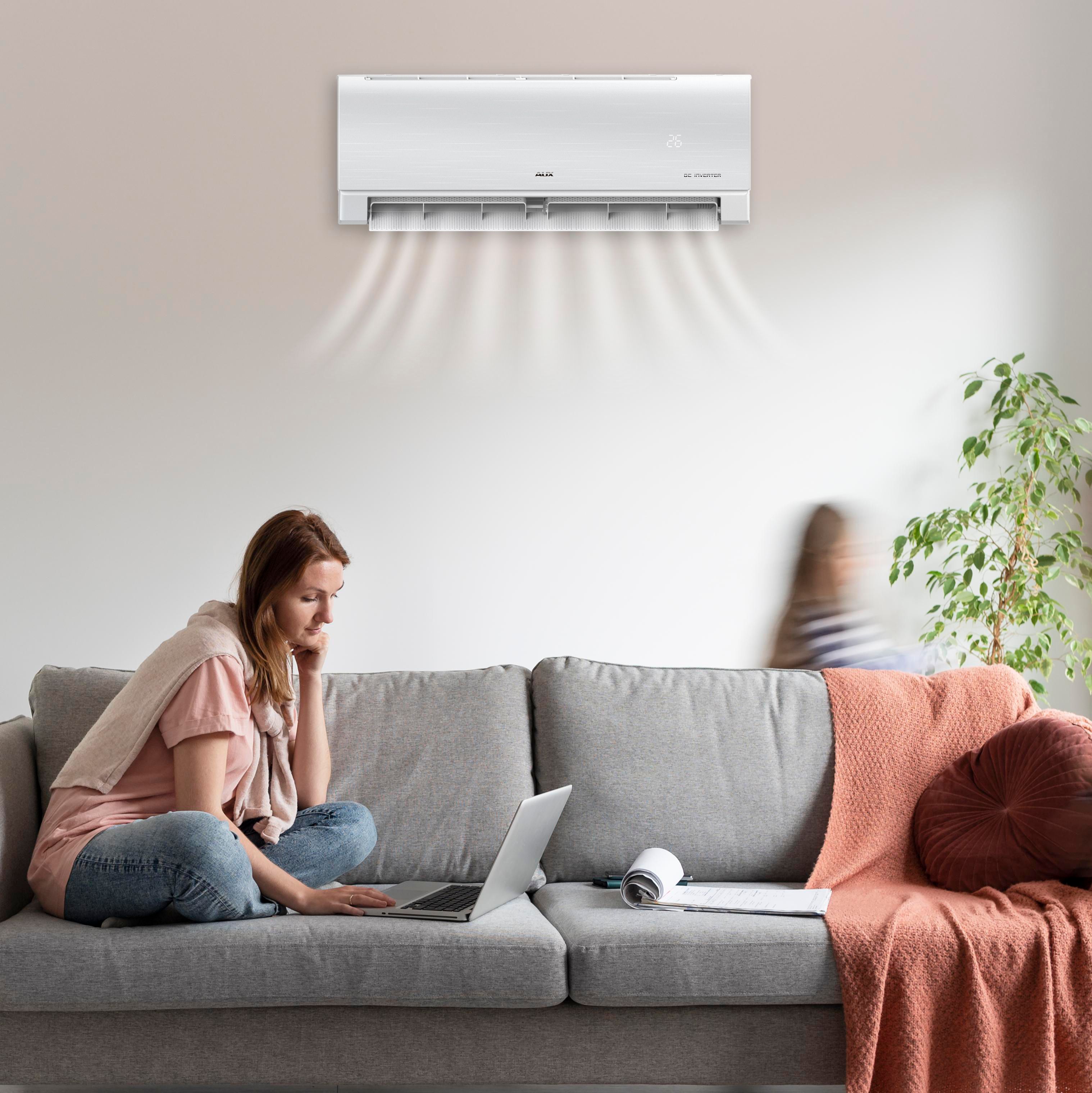 Aux Single Split Climatiseur - Unité Extérieure ET Intérieure - Pack Complet - Refroidissement ET Chauffage - Wifi - 12000 Btu - 3,5KW - R32 - Blanc Mat