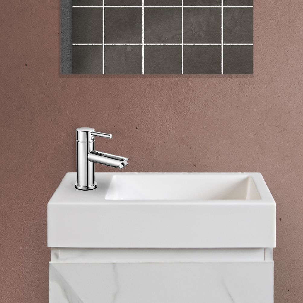 ALONI LAVE-MAINS - SANS TROP-PLEIN - TROU ROBINET À GAUCHE OU À DROITE - MARBRE COMPOSITE - 40X10,5X22,5CM - BLANC MAT vue 3