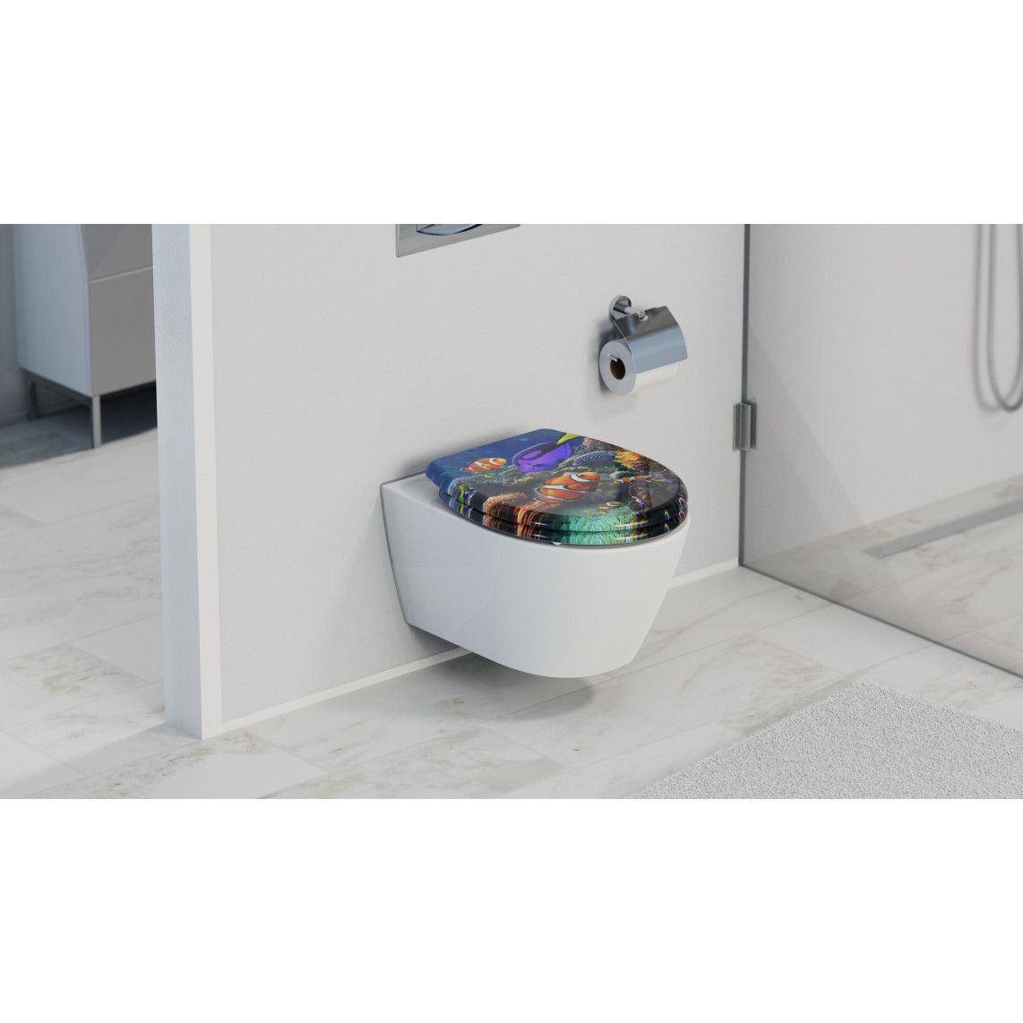 82372 Duroplast Toilet seat SEA LIFE, with soft close and quick release vue 9