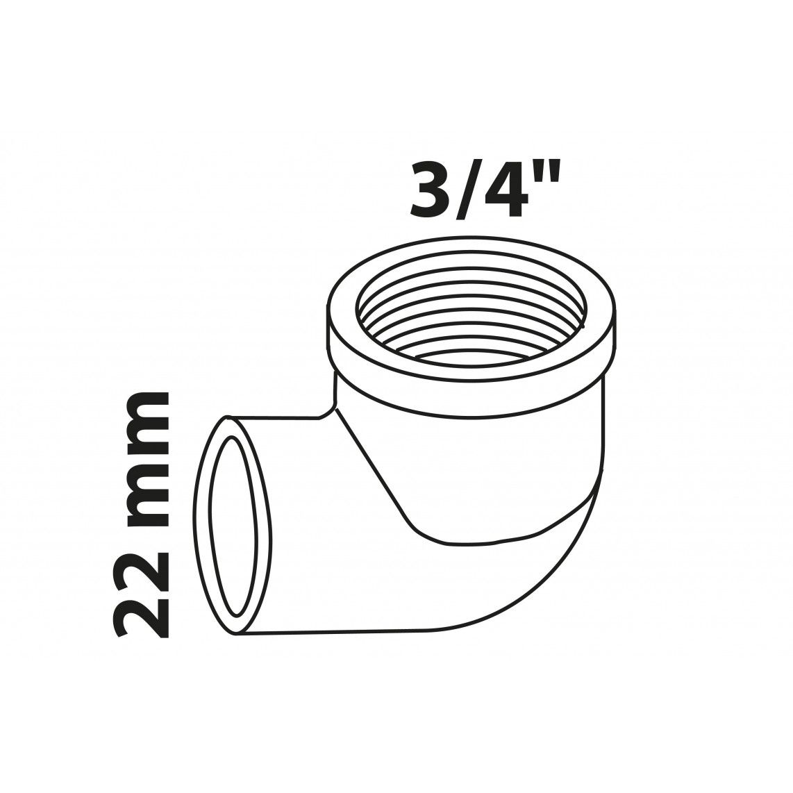 989233055 Transition angle 90°, red brass, 22 mm x 3/4" female, 1 socket vue 2