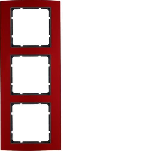 Plaque de recouvrement 3 postes Berker B.3 Alu, Rouge / Anthracite