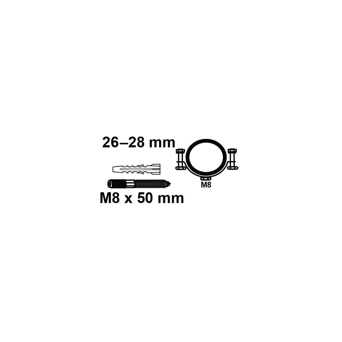 973552547 buisklem, 26 - 28 mm, geluiddicht, voor 3/4", met stokschroef M8 x 50 mm vue 2