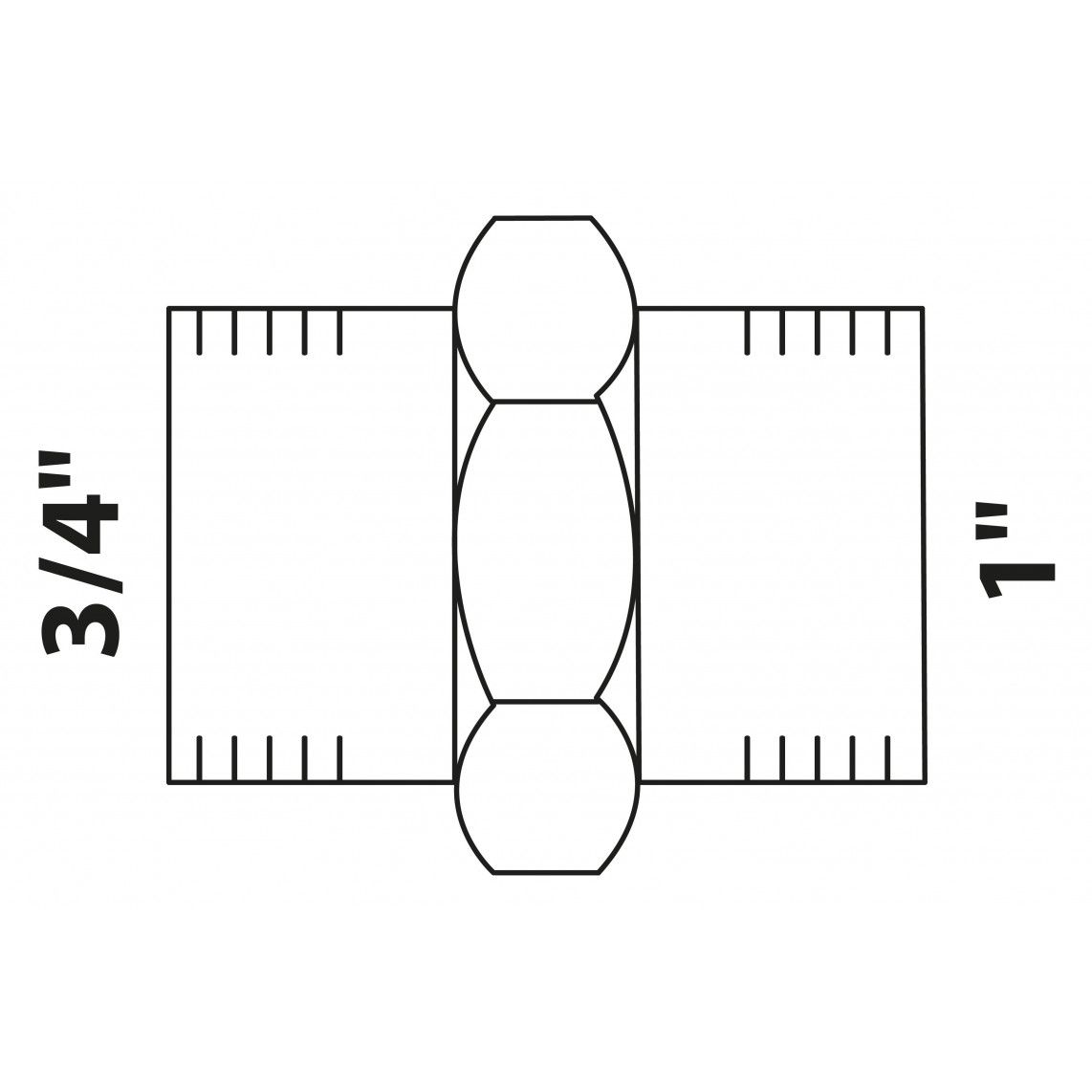 988952413 Hexagon reducing double nipple, red brass, 1" male x 3/4" male vue 2