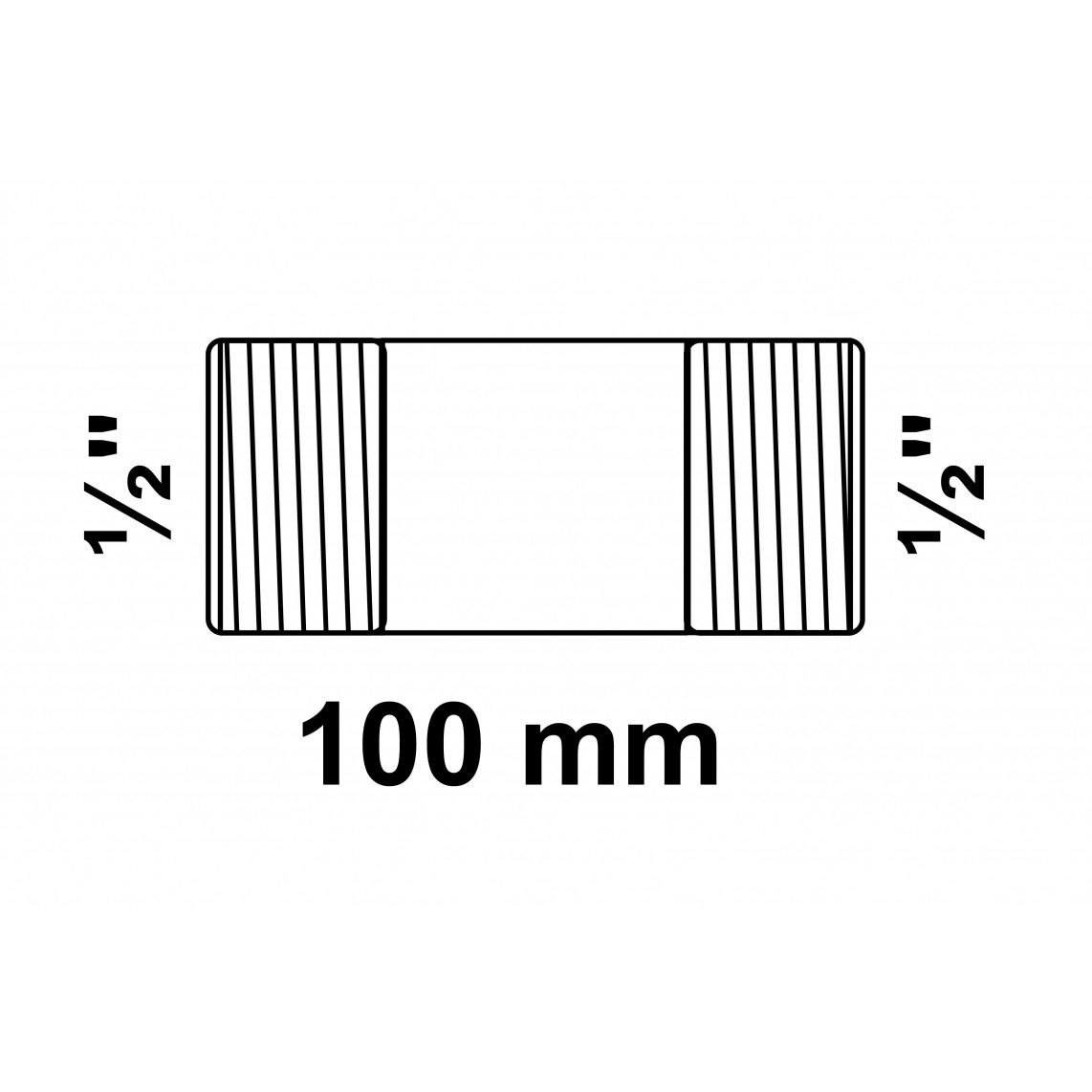 989821355 GI dubbele buisnippel, gegalvaniseerd, 1/2" x 100 mm, (23) vue 2