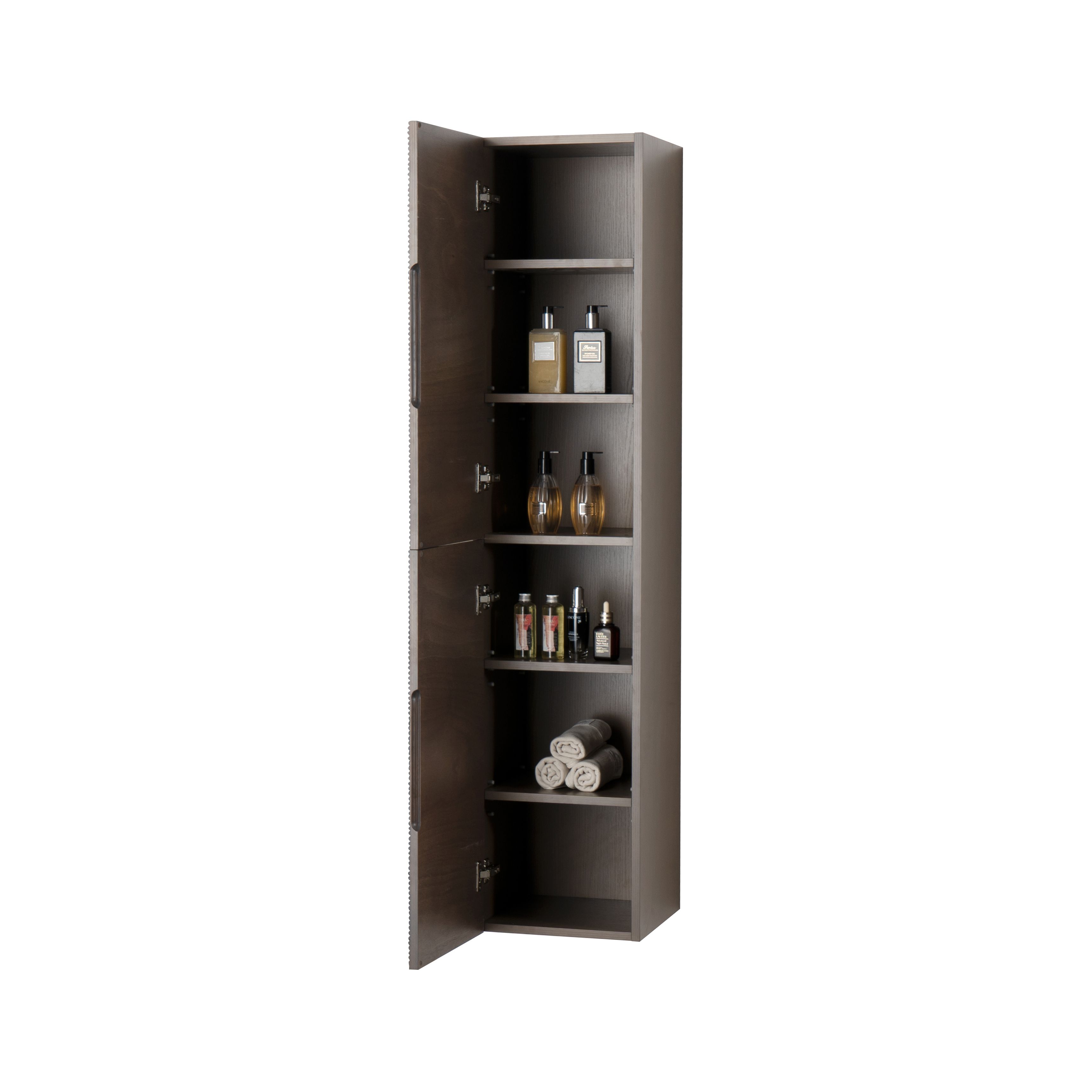 LAYDA COLONNE - 2 PORTES - SANS POIGNÉES - SOFT CLOSE - RÉVERSIBLE - 35X160X35 CM - NOYER FONCÉ vue 3