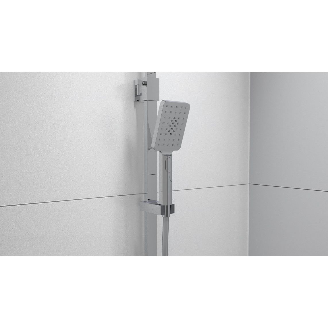 60530 OCEAN Overhead shower set, chrome/white, with thermostatic mixer, with tray vue 8