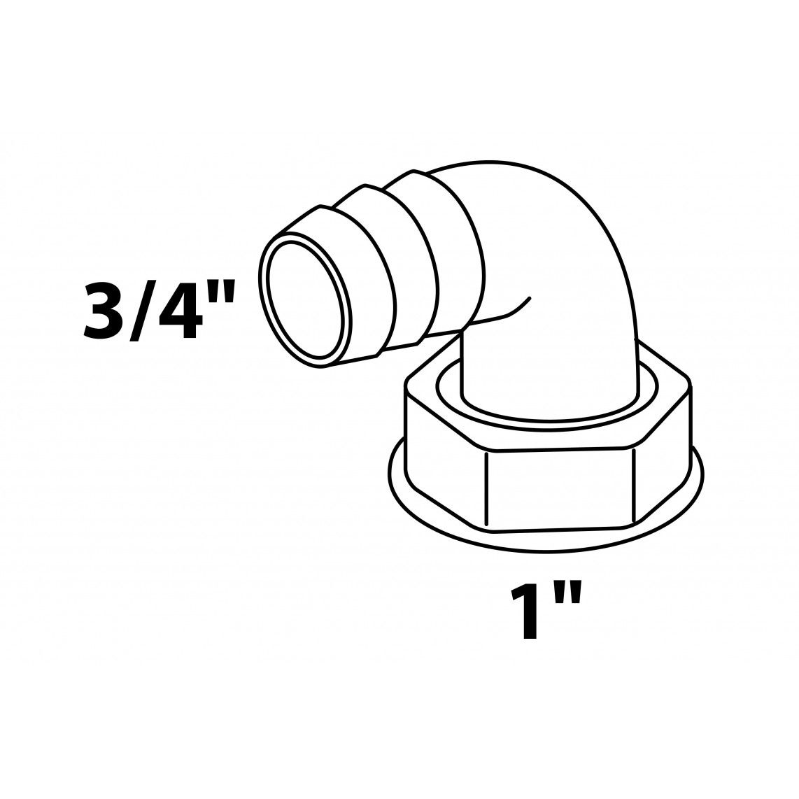 98837909 ECO-SAVE Device connection 90°, plastic, grey, 1" female x 3/4" sleeve vue 2