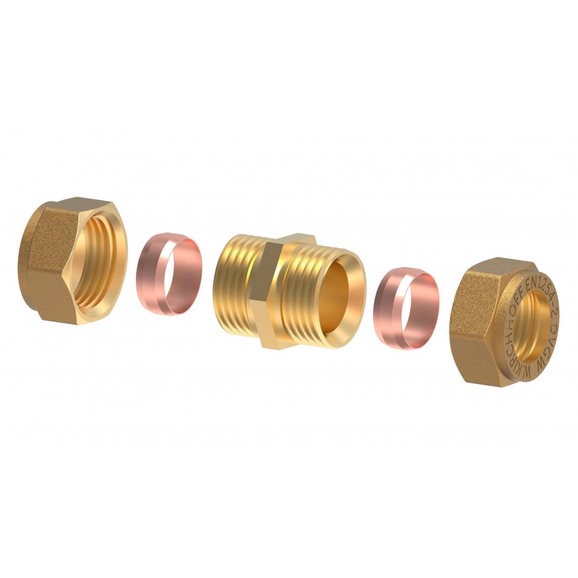 989454517 Connector piece, brass, 22 mm, clamp fitting for copper pipe vue 3
