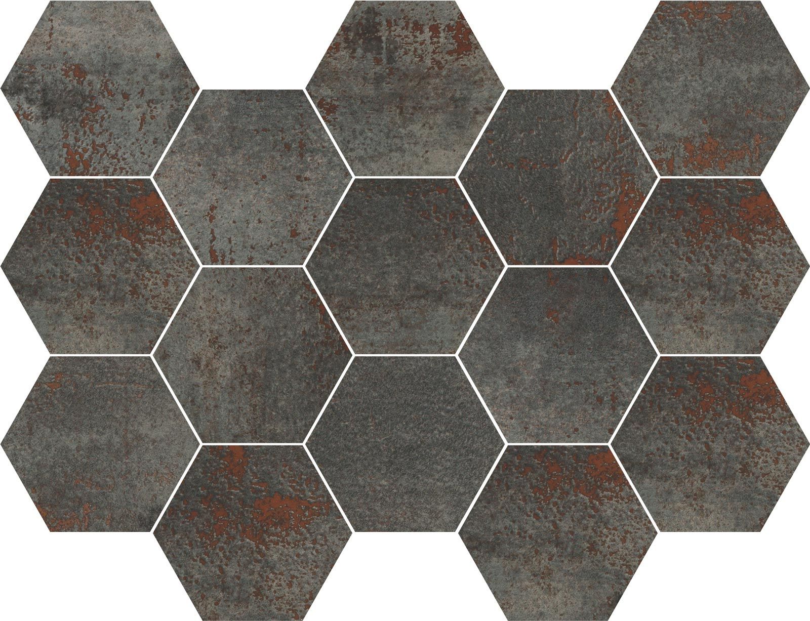 MOSAICO HEX. METAL TITANIUM 32,5X22,5