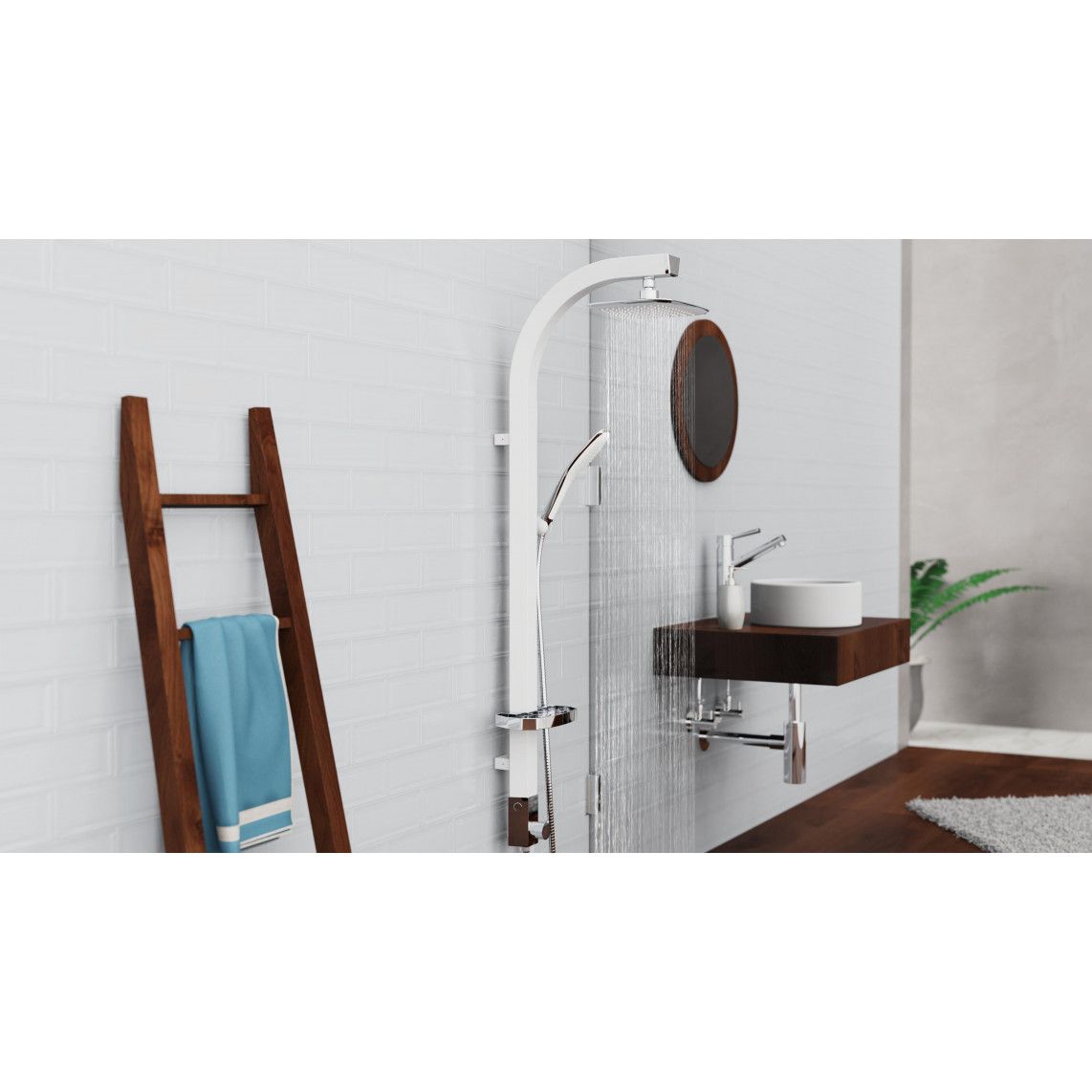 60065 MADAGASKAR Regendouche set, wit/chroom vue 6