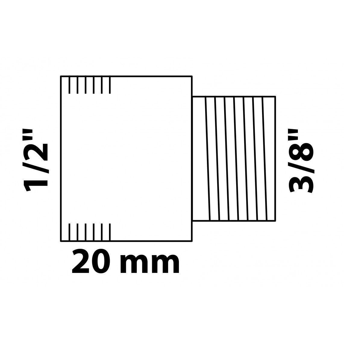 989311455 MS verlopend kraanverlengstuk, blanco, 3/8"BI x 1/2"BU vue 2