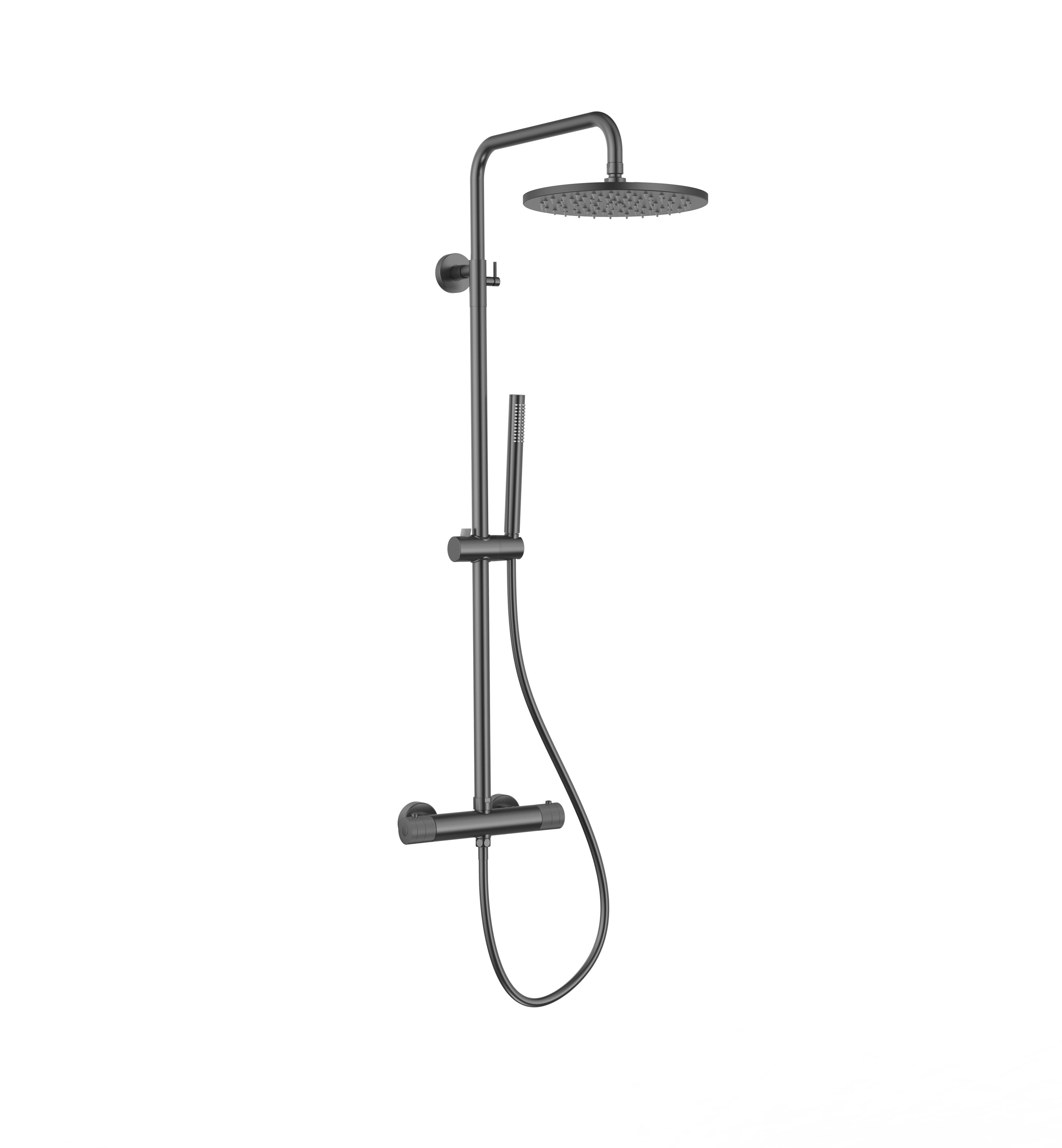 STRIA ENSEMBLE DE DOUCHE PLUIE – THERMOSTATIQUE – COOL TOUCH – DOUCHE DE TÊTE 30 CM – MONTAGE APPARENTE – BOUTONS S AVEC STRUCTURE STRIÉE RAFFINÉE – BELGAQUA - GUNMETAL (PVD) vue 2