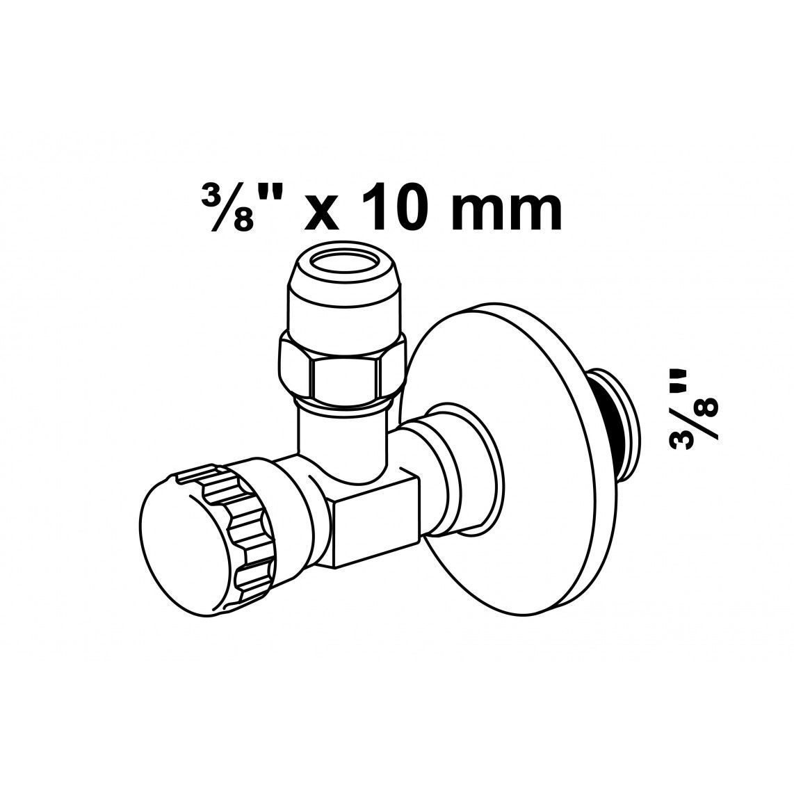 98480420 Angle valve, chrome, 3/8" male x 10mmQ, with thrust rose vue 2