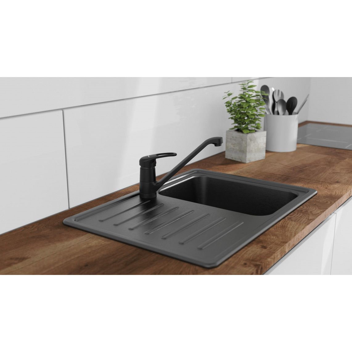 77266 GRANDE Sink mixer, black matt vue 6