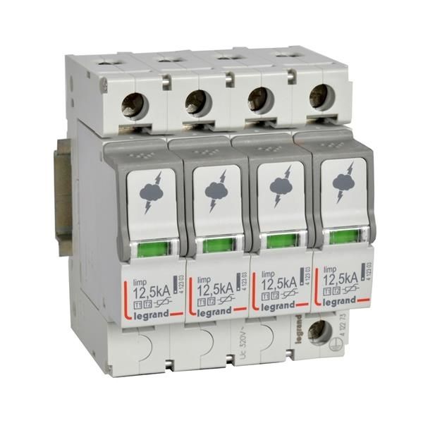Parafoudre T1 + T2 - 4 pôles - 12.5kA 1.5kV - Uc 320V - 4 modules