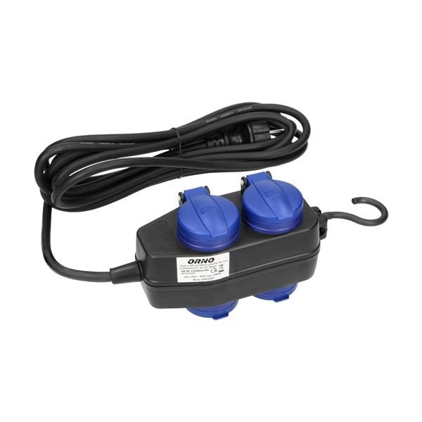 Prolongateurs multiprises résistants aux éclaboussures, 5m, cordon caoutchouc Schuko, IP44, H05RR -