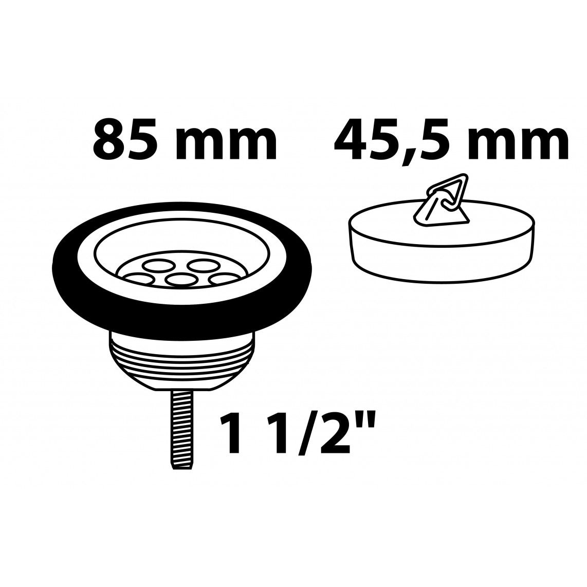 988051148 Drain valve, 1 1/2" male x 85 mm, valve cup with valve plug 45,5 mm vue 2