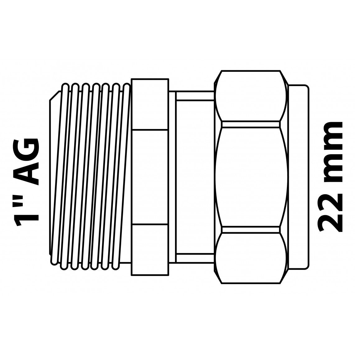 989457817 Transition piece, brass, 22 mm x 1" male, clamp fitting for copper pipe vue 4