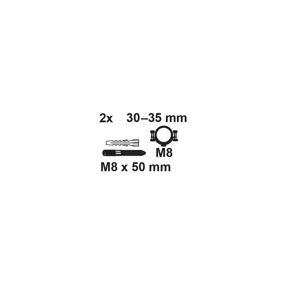 973554055 buisklem, 30 - 35 mm, geluiddicht, voor 1", met stokschroef M8 x 50 mm (2x) vue 2