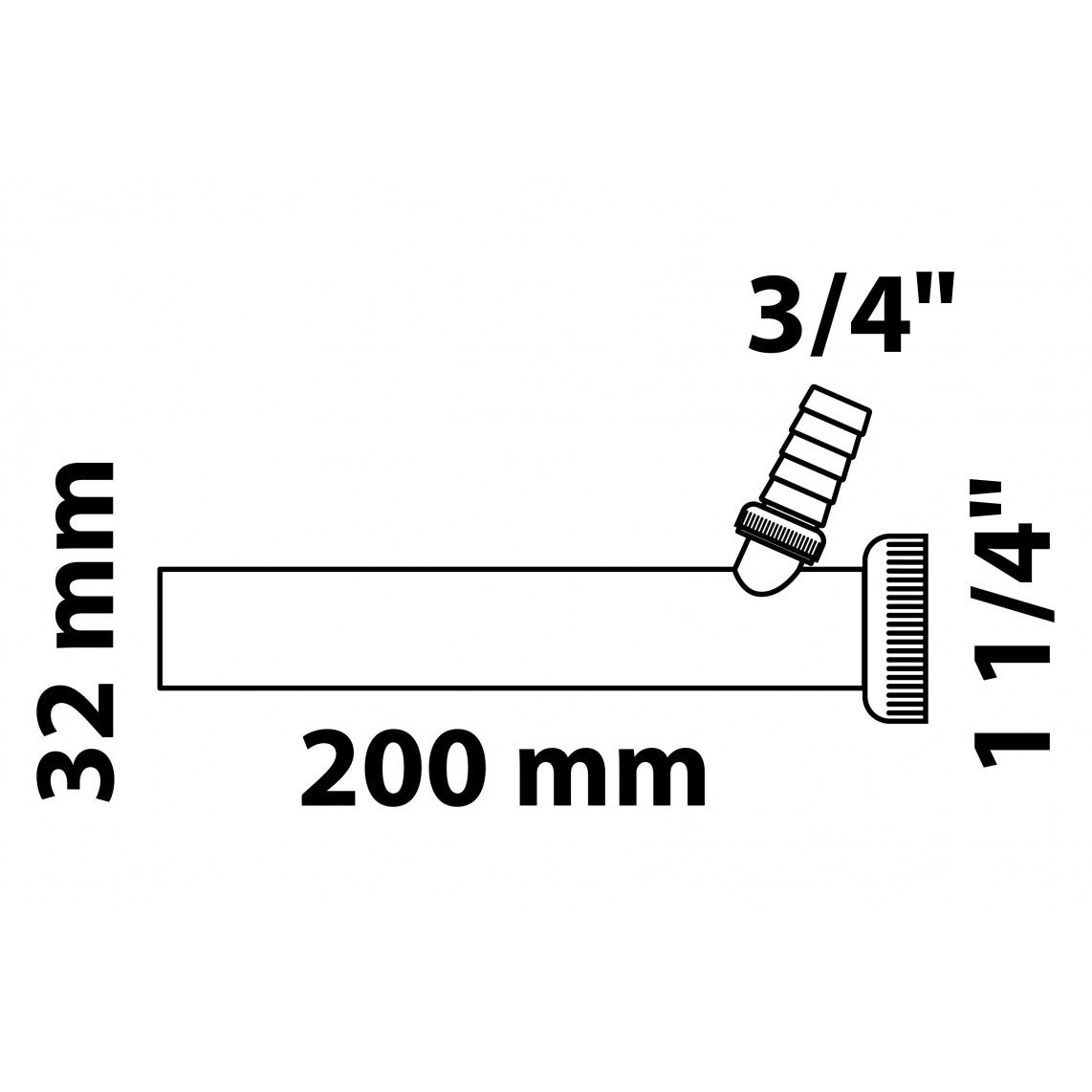 988401148 Immersion tube trap, chrome, 1 1/4" x 3/4" sleeve x 200 mm x 32 mm, with device connection vue 2