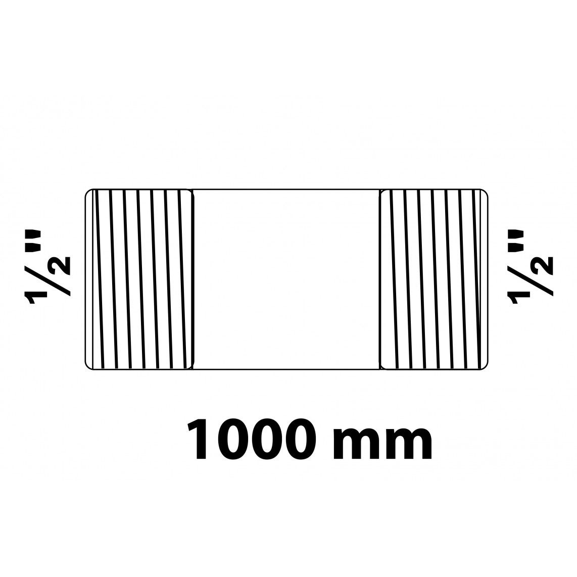989822155 Barrel nipple, malleable galvanized, 1/2" x 1000 mm vue 2