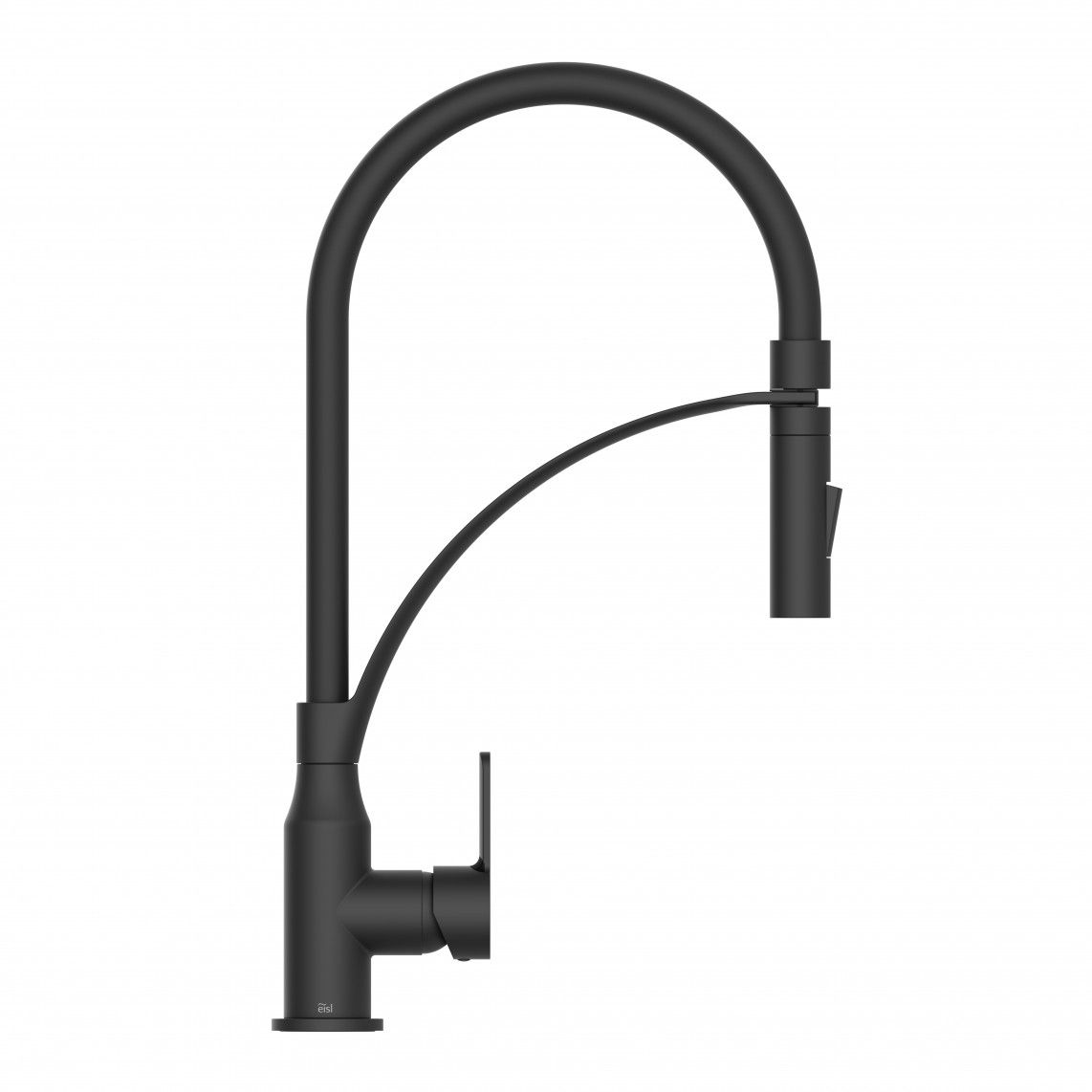 NI183CARB CARNEO Keukenkraan, mat zwart/zwart, met soft-touch slang vue 3