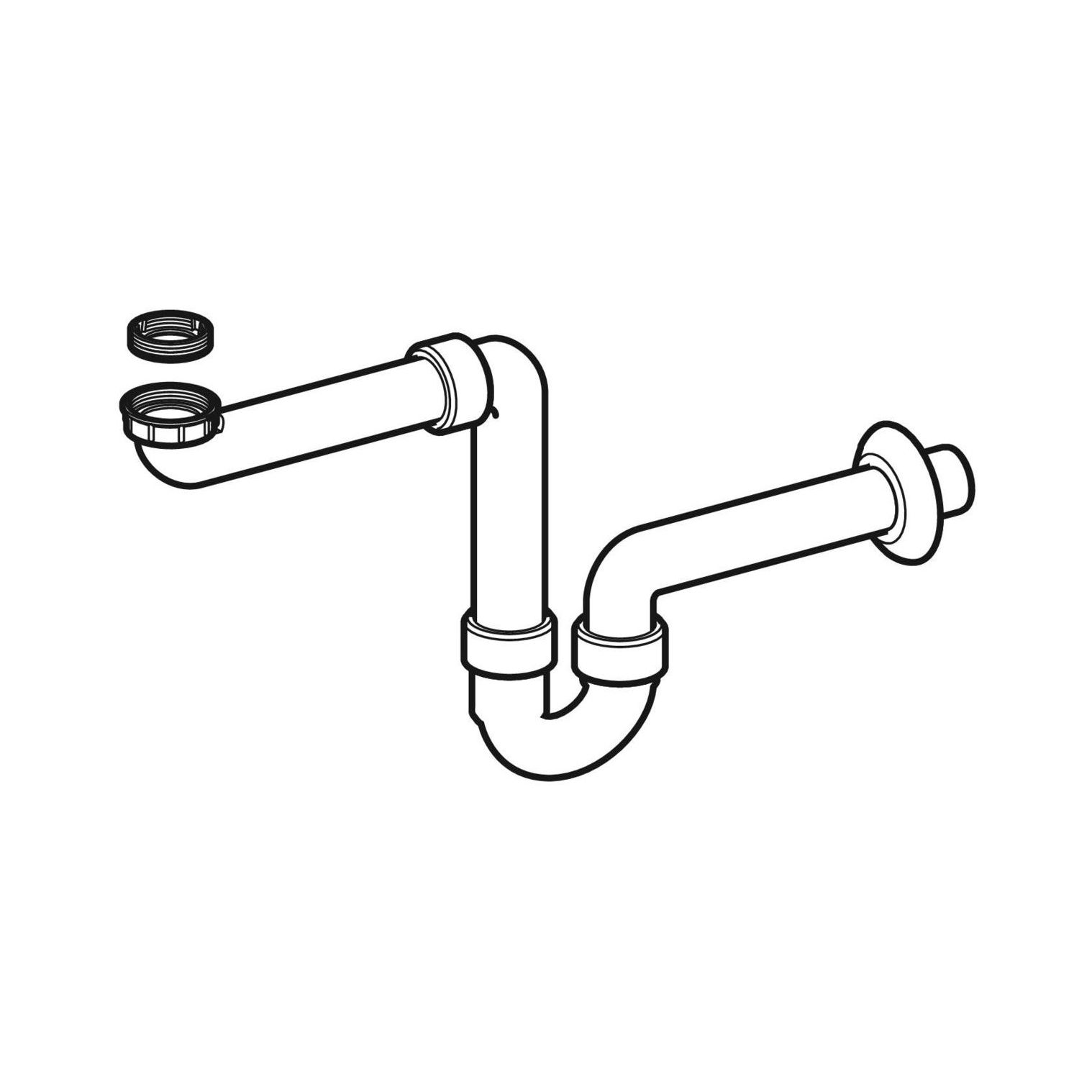 GEBERIT SIPHON TUBULAIRE – POUR LAVABO – GAIN DE PLACE – ÉVACUATION HORIZONTALE – 5/4" X 6/4" – Ø 40 MM – PLASTIQUE – BLANC vue 2