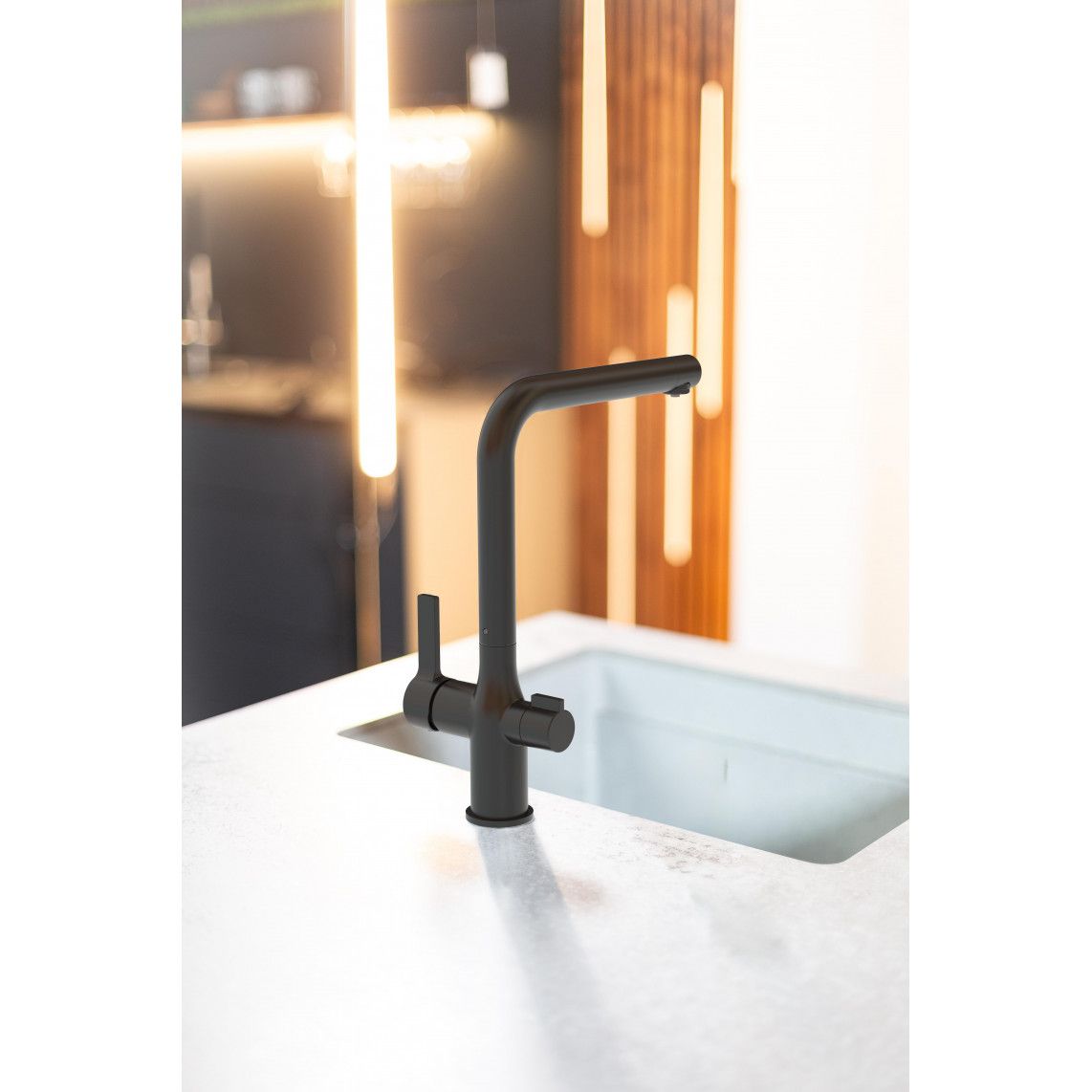 99860 AQUASTAR PRO drinkwater keukenkraan met filtersysteem, mat zwart vue 9