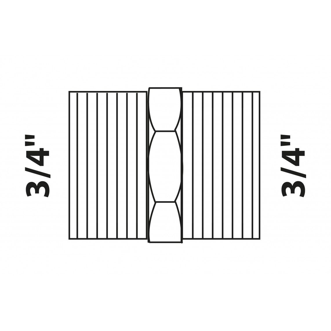 988951313 Hexagon double nipple, red brass, 3/4" male vue 2