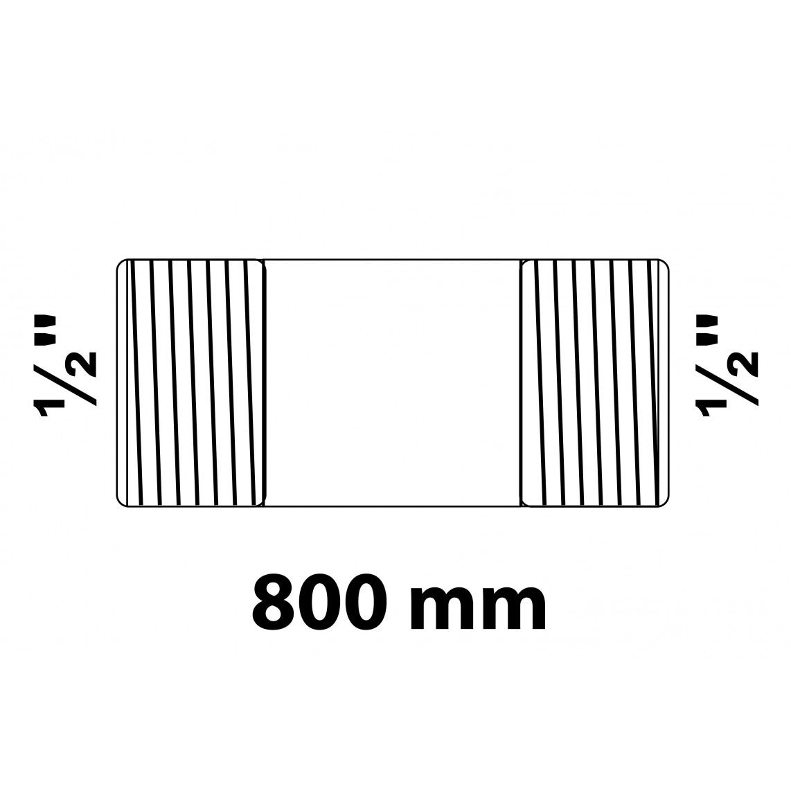 989822055 GI dubbele buisnippel, gegalvaniseerd, 1/2" x 800 mm, (23) vue 2