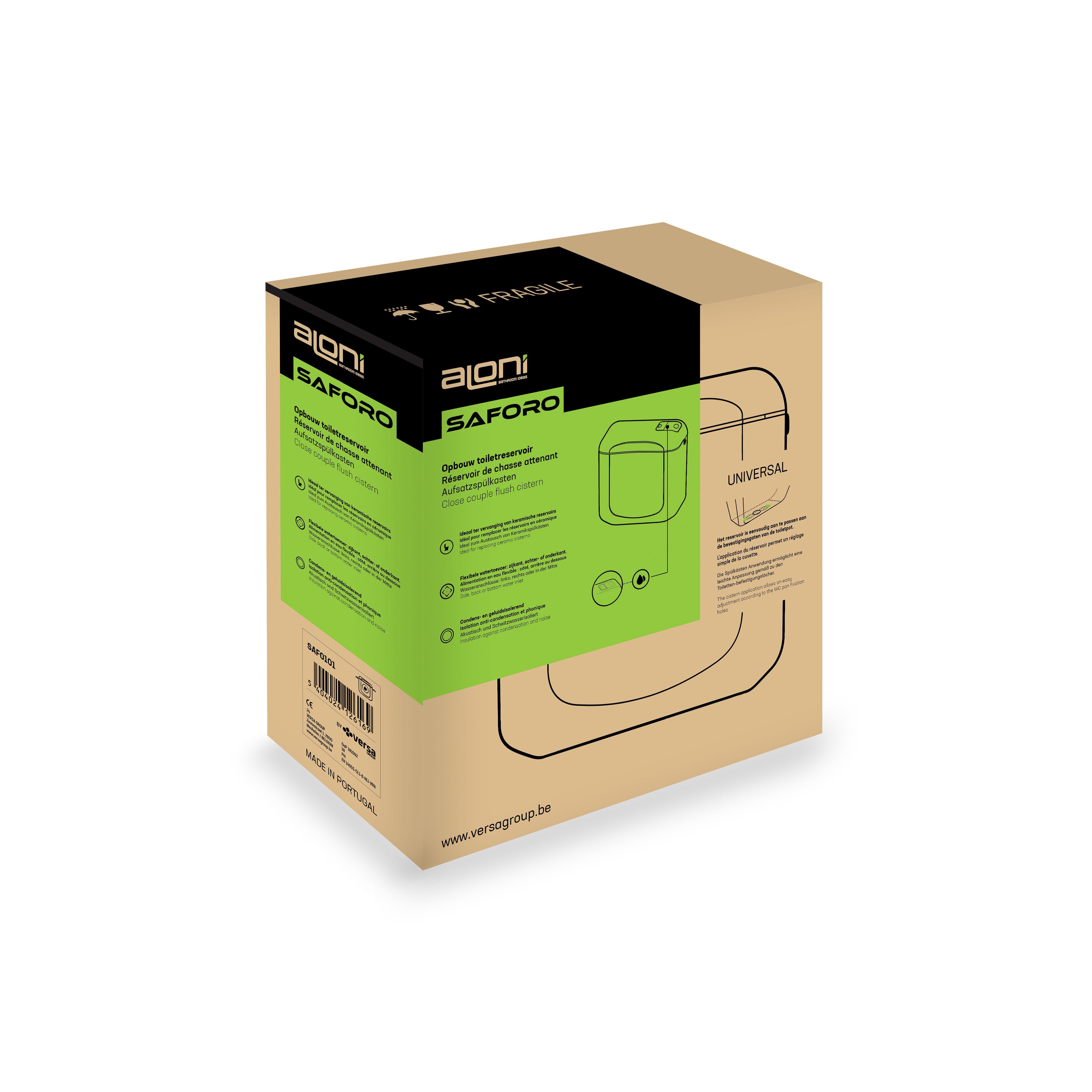 ALONI SAFORO TOILETRESERVOIR - DUBBELE SPOELING 3/6 L - WATERBESPAREND - KUNSTSTOF - GLANZEND WIT vue 5