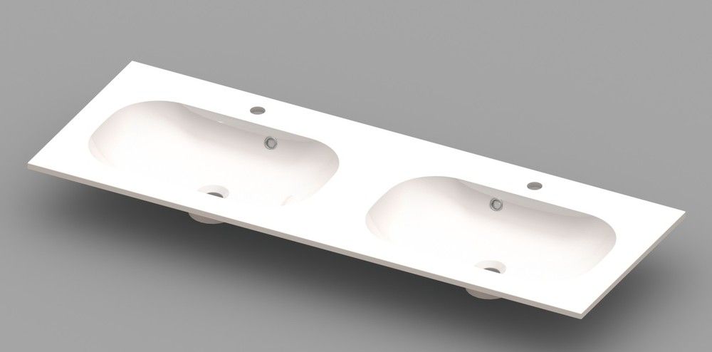 Van Marcke Ovum Tablette Avec 2LAVABOS 1400×500×200MM Blanc Marbre Artificiel
