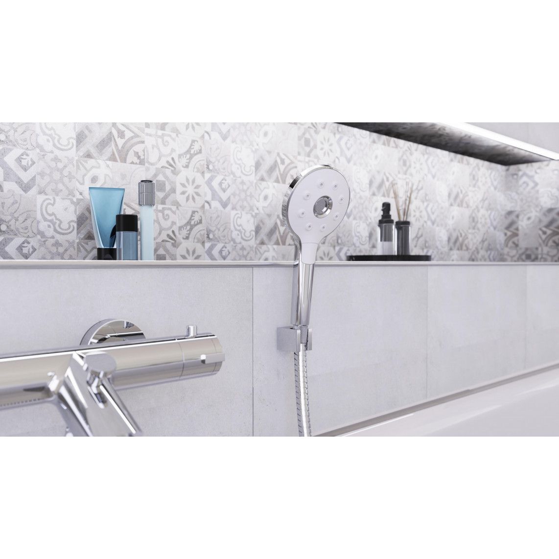 60840 PERUZZI hand shower, chrome/white vue 8