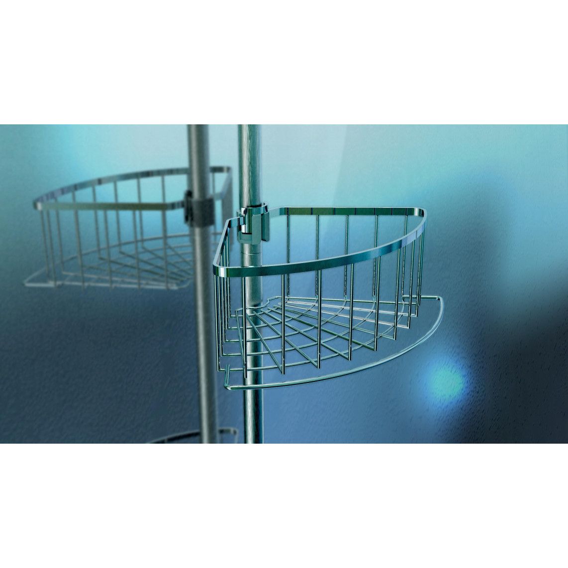 BA0920 Telescopic corner shelf, chrome vue 6