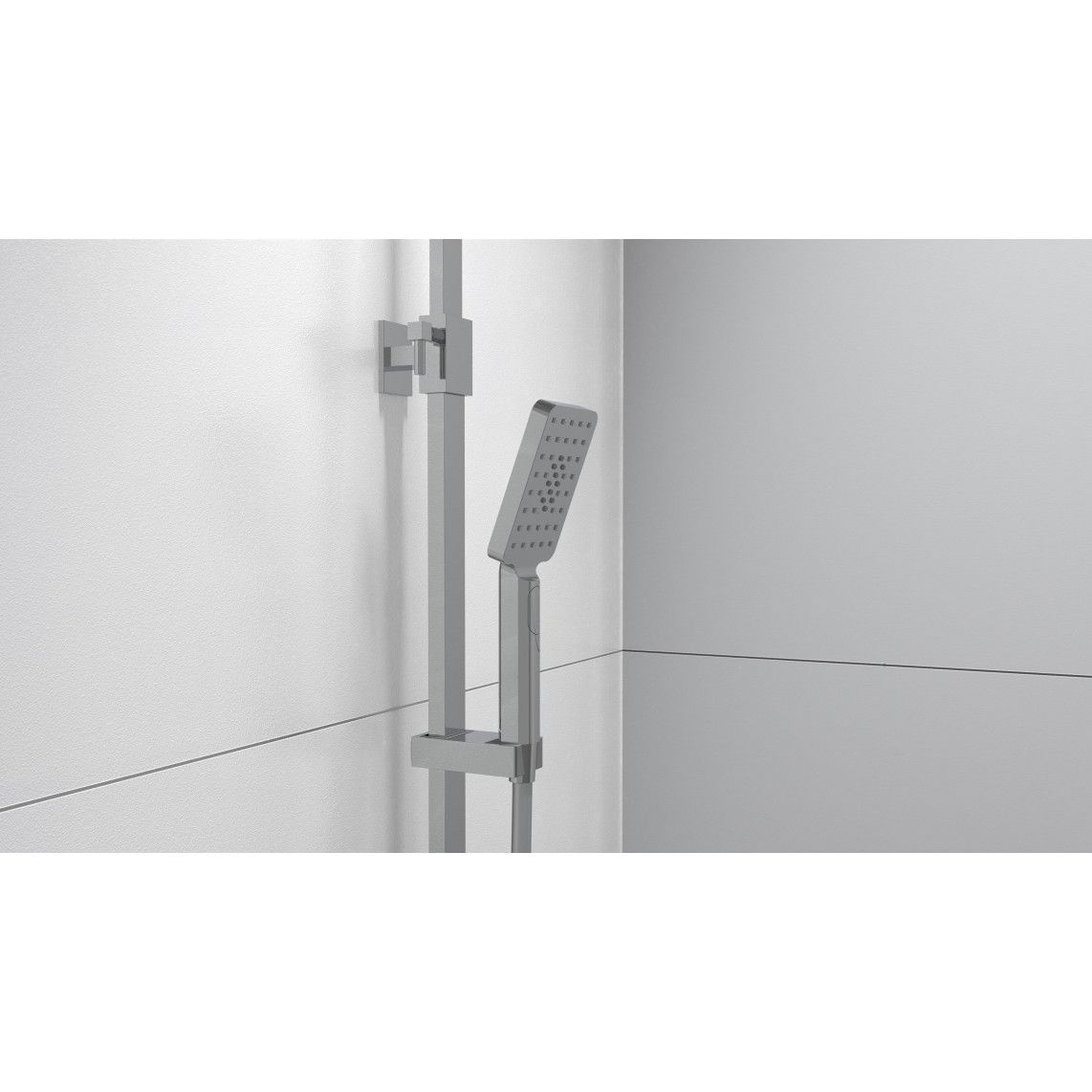 60530 OCEAN Overhead shower set, chrome/white, with thermostatic mixer, with tray vue 6