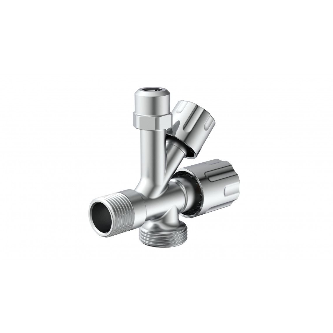 98480090 Additional angle valve, chrome, 1/2" male x 3/4" male x 3/8" male x 10mmQ vue 3