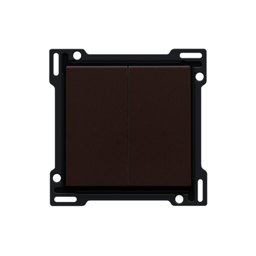 Set de finition pour interrupteur double allumage, interrupteur va-et-vient + bouton-poussoir N.O., interrupteur va-et-vient double ou bouton-poussoir double N.O. ou N.F., couleur dark brown coated