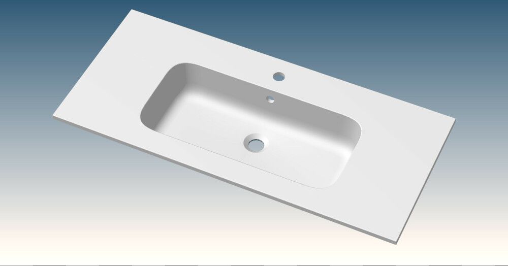 Van Marcke Paco Tablette 1LAVABO Intégré 1TROU 1000×15×460MM Blanc Mat