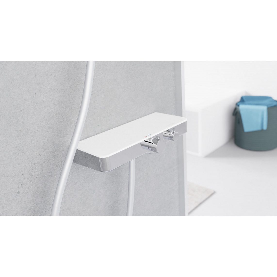 60535 OCEAN Thermostatische douchekraan, chroom/wit, met planchet vue 8