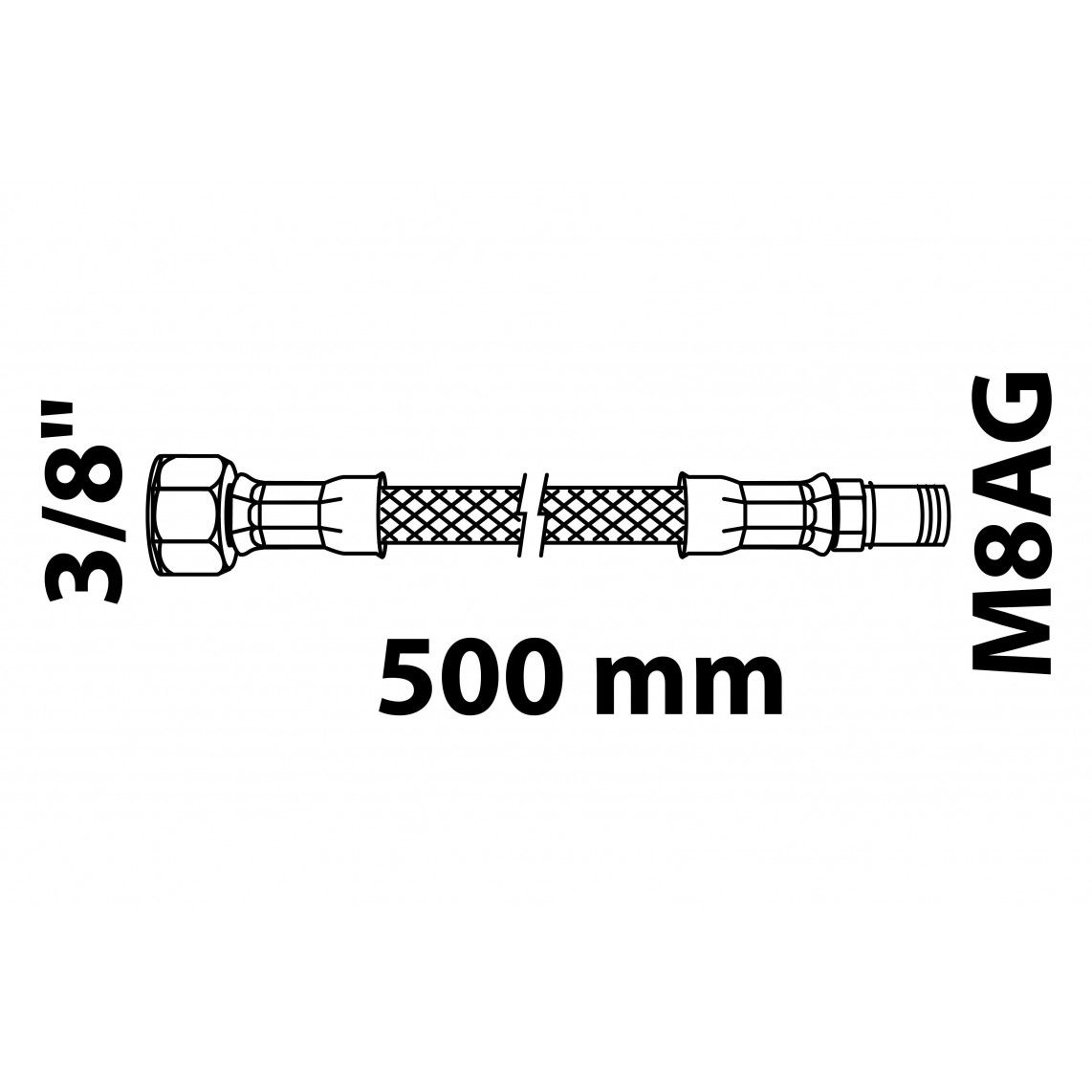 986266048 Flexible connection hose 500 mm, black matt, 3/8" female x M8 male vue 2
