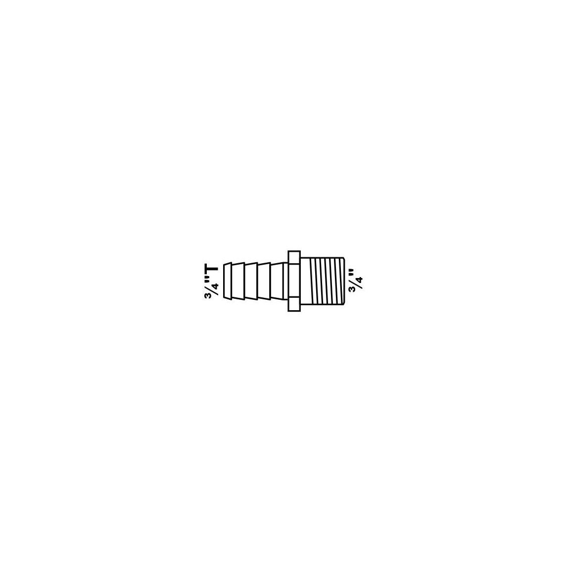 987389725 MS slangaansluiting 6-Kant, blanco, 3/4"BU x 3/4"T vue 2