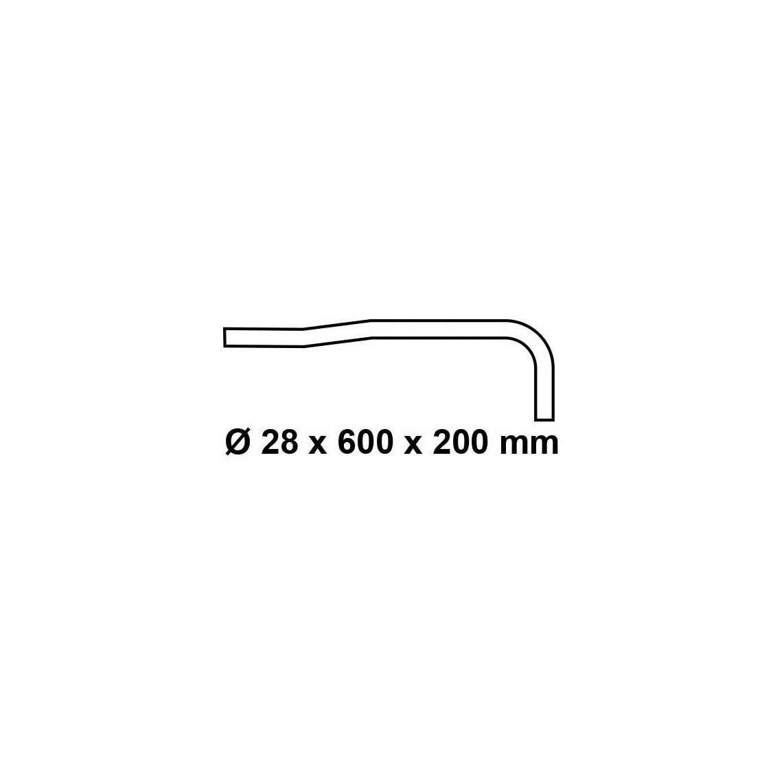 98819010 Pressure flush pipe 90° offset, steel, chrome, 28 mm x 600 mm x 200 mm vue 2
