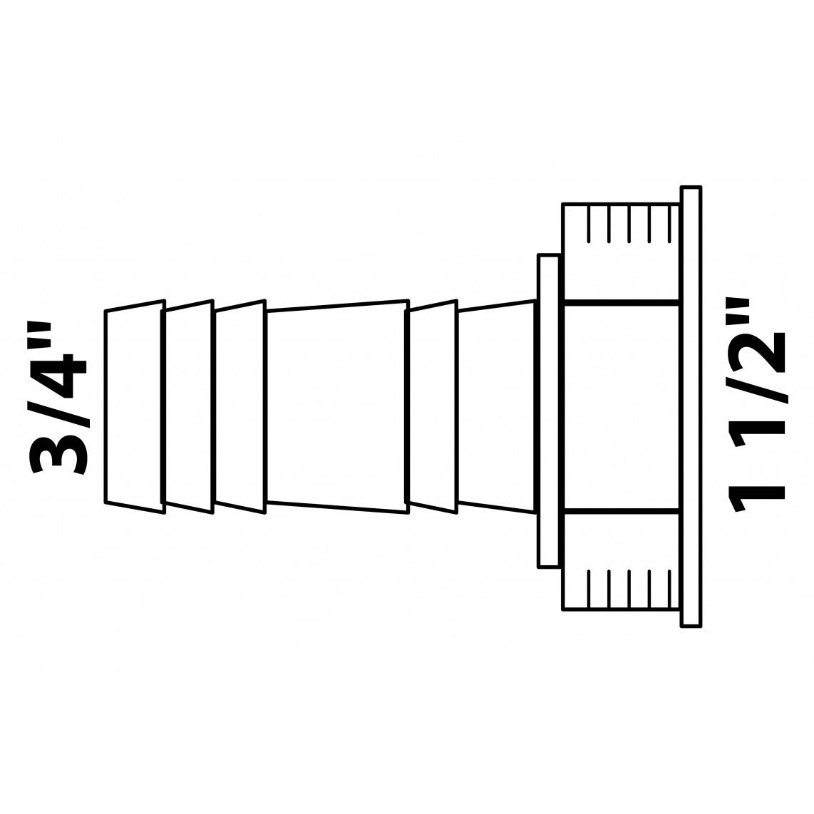 988384413 KS toestelaansluiting, wit, 1 1/2"BI x 3/4"T, voor sifon voor wasmachine vue 2